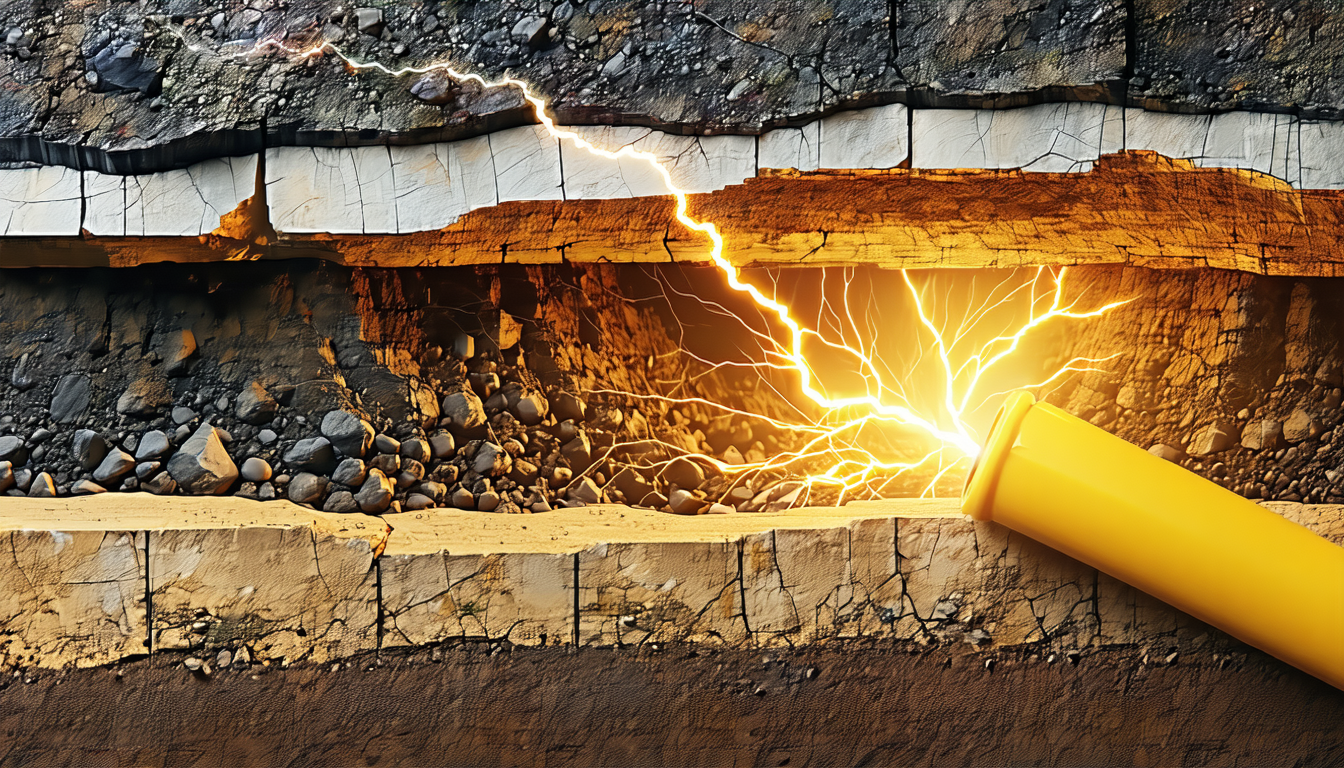 Illustration accompanying Penn State imaged 100 meters of subsurface using lightning and buried telecom fiber