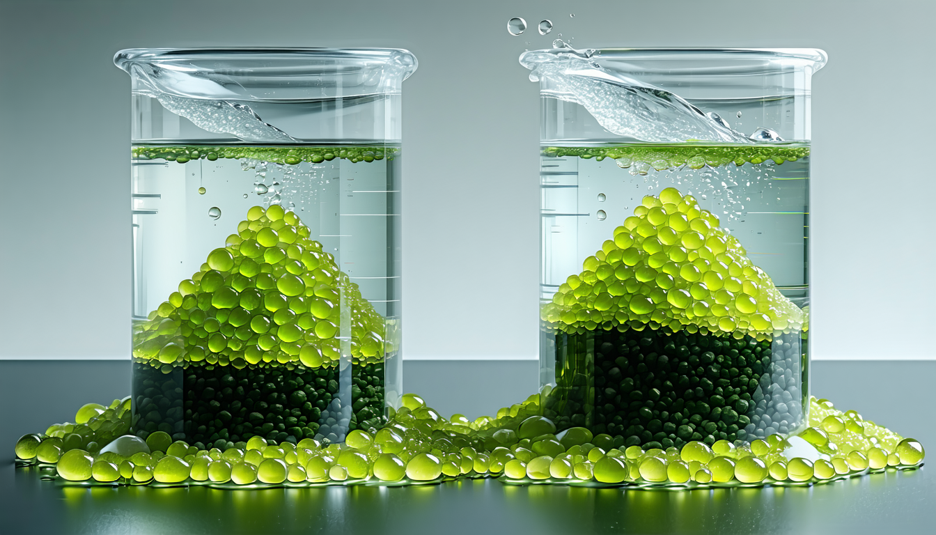 Illustration accompanying Engineered marine bacteria weather olivine 2.6 times faster in a seawater tank