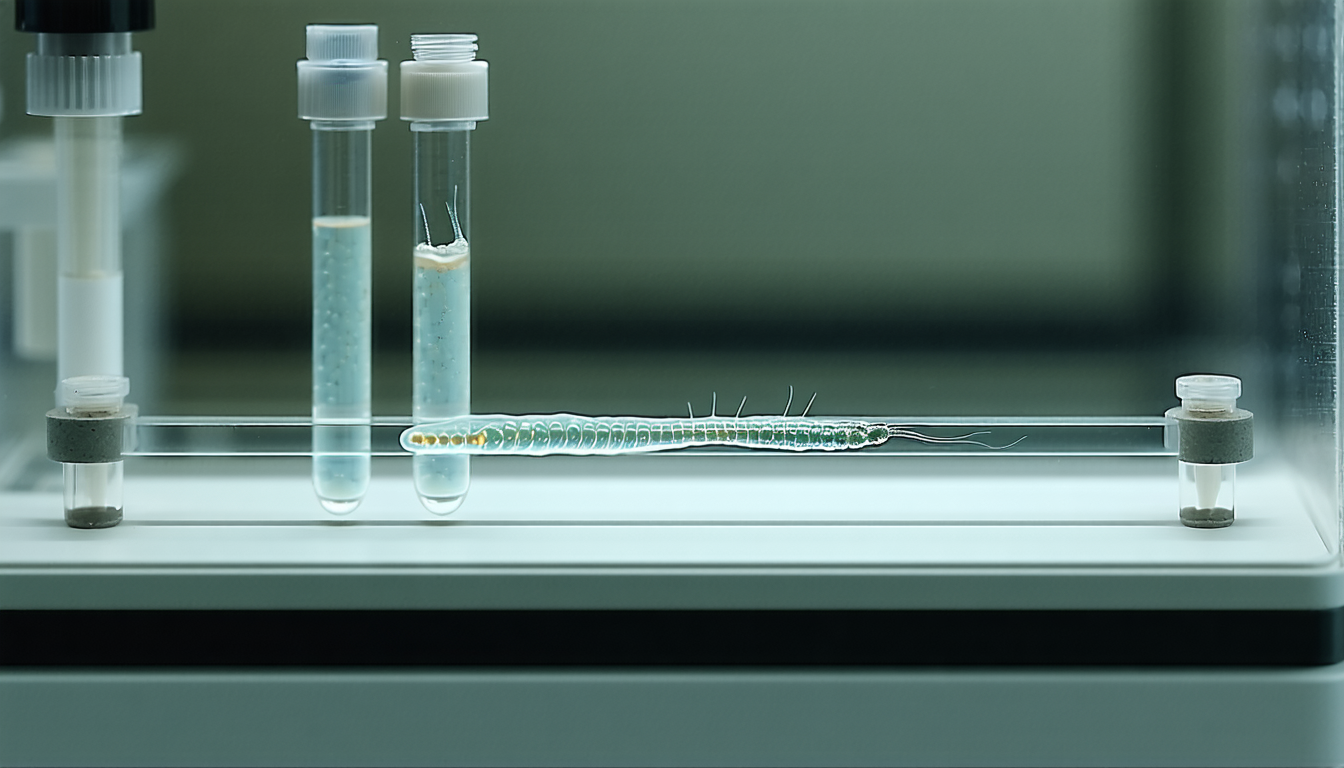 Illustration accompanying Filmed live without oxygen, Asgard archaea crawl on protrusions that actin inhibitors stop