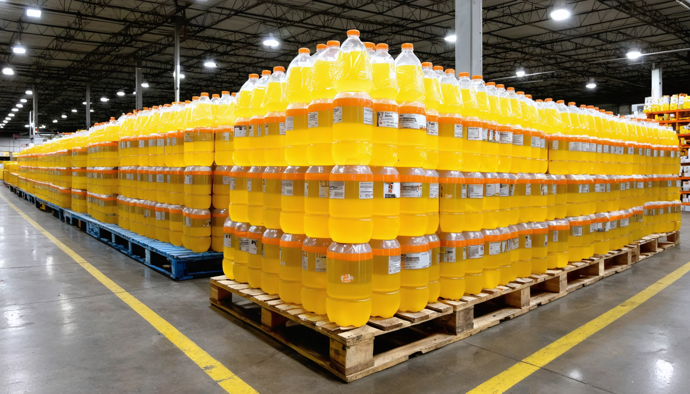 Illustration accompanying PepsiCo pulls 122,000 Gatorade cases from 37 states over yellow dyes missing from the label