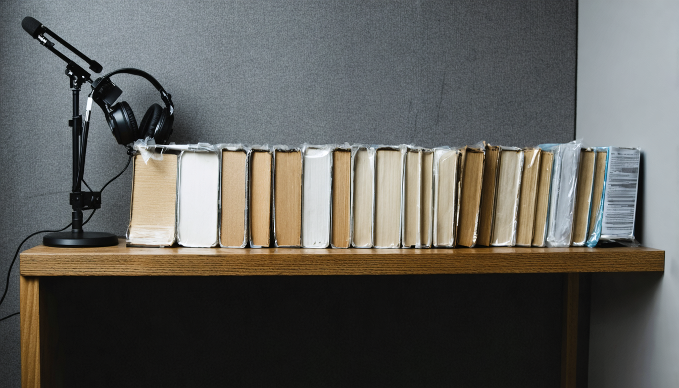 Illustration accompanying Spotify's audiobook expansion to 180-plus markets splits listeners between included hours and a paid add-on
