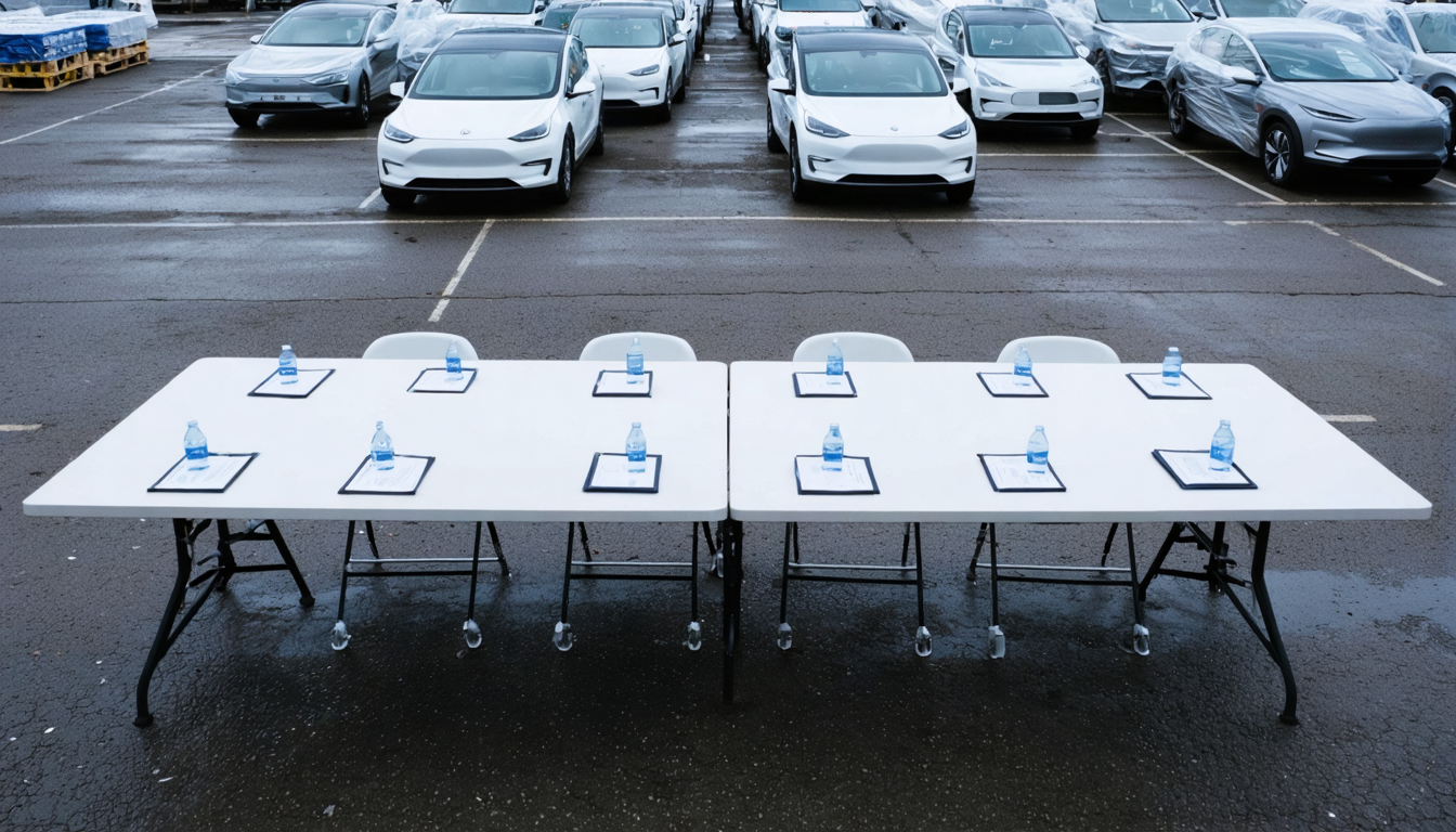 Illustration accompanying Fifteen economies start their overcapacity pact on EVs, batteries and solar with data-sharing
