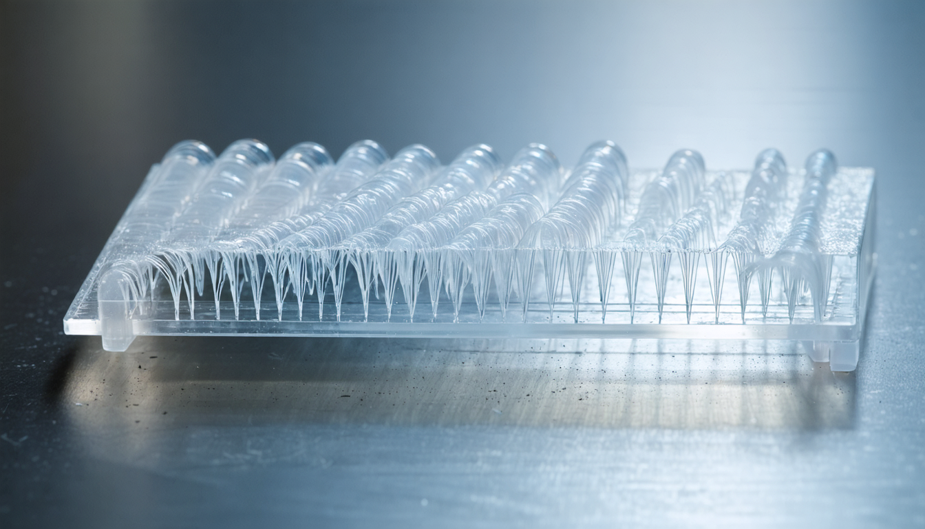 Illustration accompanying Flexible fibers in a Yale microfluidic chip remember past flows as zeros and ones